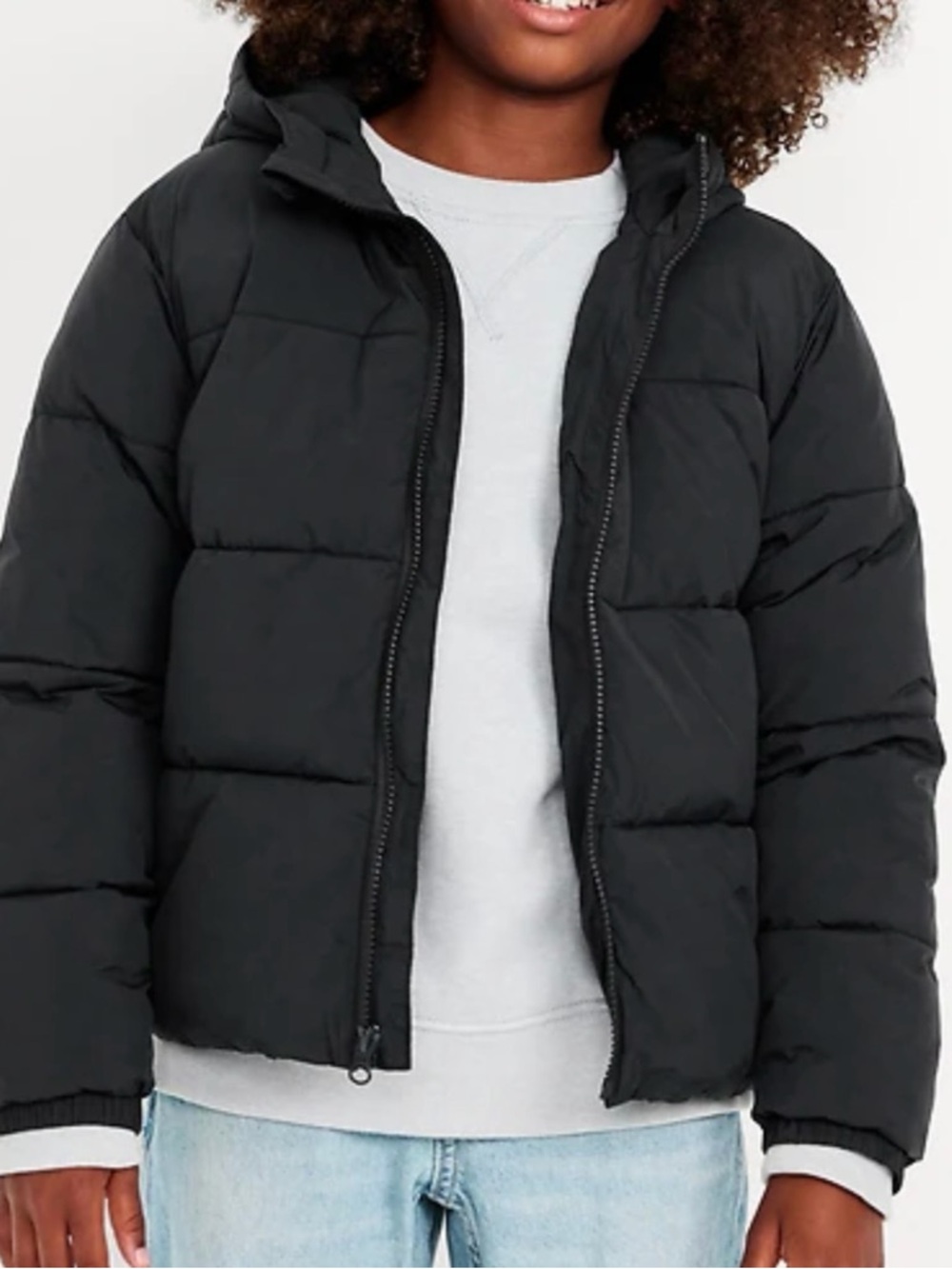 NWT Old Navy Boys Black Hooded Puffer Jacket Coat Size M (8)
